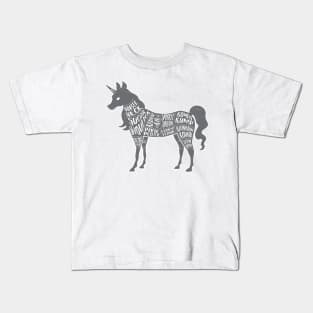 Unicorn - Fantasy Butcher Cuts of Meat - Gray Kids T-Shirt
